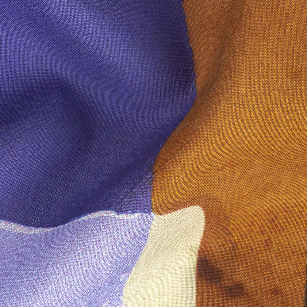 Cotton Voile Panel - Purple and Brown Painterly Geometric - Around the Block Print - Mood Exclusive Wisteria Collection