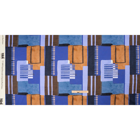 Cotton Voile Panel - Purple and Brown Painterly Geometric - Around the Block Print - Mood Exclusive Wisteria Collection