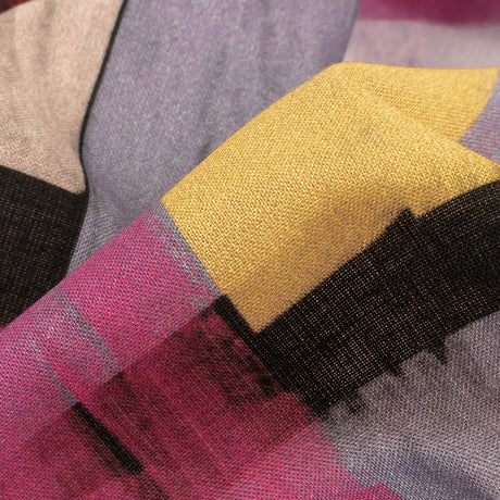 Cotton Voile - Purple, Pink and Yellow Painterly Geometric - Theory of Abstraction Print - Mood Exclusive Wisteria Collection