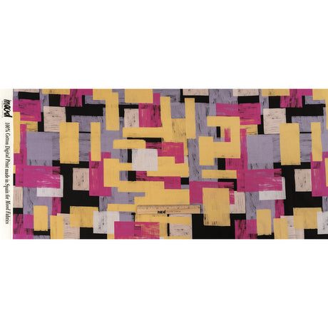 Cotton Voile - Purple, Pink and Yellow Painterly Geometric - Theory of Abstraction Print - Mood Exclusive Wisteria Collection