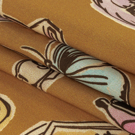 Cotton Voile - Golden Faces and Objects - Everyday Goddess Print - Mood Exclusive Wisteria Collection