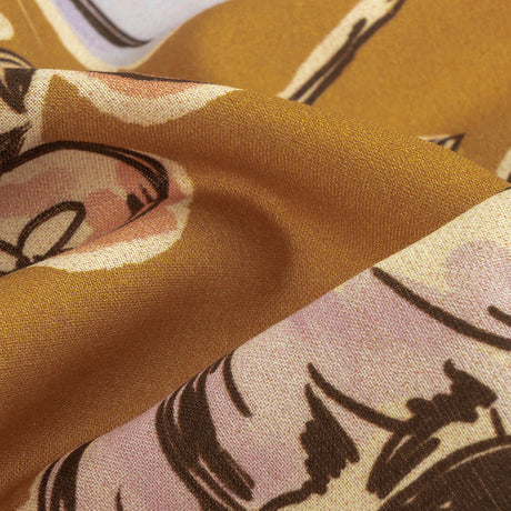 Cotton Voile - Golden Faces and Objects - Everyday Goddess Print - Mood Exclusive Wisteria Collection