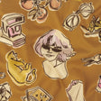 Cotton Voile - Golden Faces and Objects - Everyday Goddess Print - Mood Exclusive Wisteria Collection