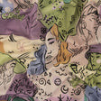 Cotton Voile - Purple and Green Figures and Doodles - Serene Souls Print - Mood Exclusive Wisteria Collection