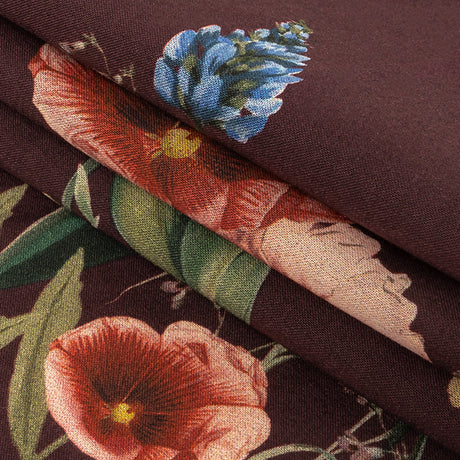 Cotton Voile - Deep Purple Floral - Baroque Bouquet Print - Mood Exclusive Wisteria Collection