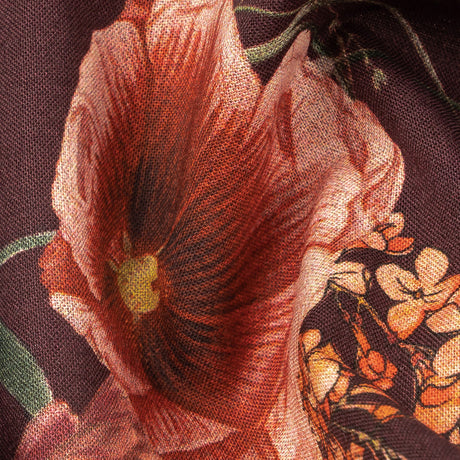 Cotton Voile - Deep Purple Floral - Baroque Bouquet Print - Mood Exclusive Wisteria Collection