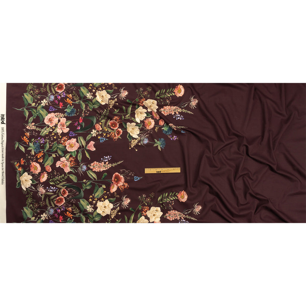 Cotton Voile - Deep Purple Floral - Baroque Bouquet Print - Mood Exclusive Wisteria Collection