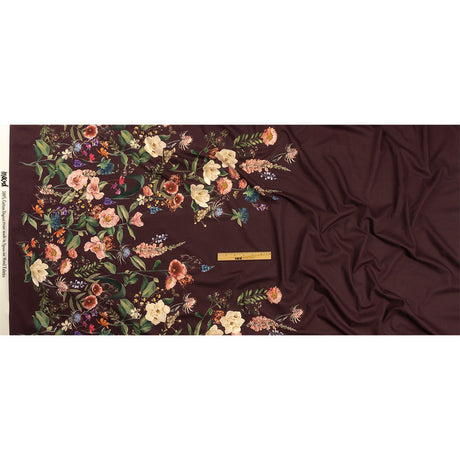 Cotton Voile - Deep Purple Floral - Baroque Bouquet Print - Mood Exclusive Wisteria Collection