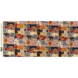 Linen and Rayon Woven - Purple and Orange Plants and Furniture - Peaceful Waking Print - Mood Exclusive Wisteria Collection