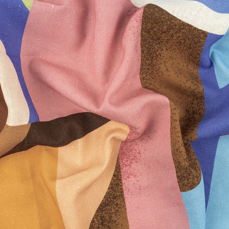 Linen and Rayon Woven - Multicolor Abstract - Wide Open Spaces Print - Mood Exclusive Wisteria Collection