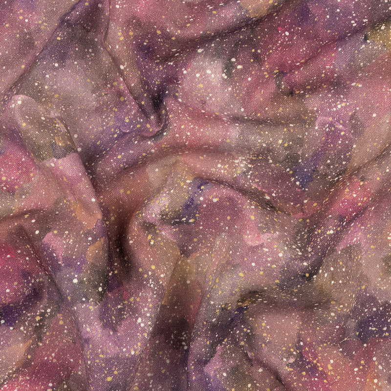 Linen and Rayon Woven - Pink, Purple and White Abstract - Hope Spotted Print - Mood Exclusive Wisteria Collection