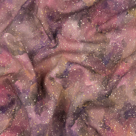 Linen and Rayon Woven - Pink, Purple and White Abstract - Hope Spotted Print - Mood Exclusive Wisteria Collection