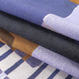Linen and Rayon Woven Panel - Purple and Brown Painterly Geometric - Around the Block Print - Mood Exclusive Wisteria Collection