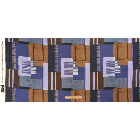 Linen and Rayon Woven Panel - Purple and Brown Painterly Geometric - Around the Block Print - Mood Exclusive Wisteria Collection