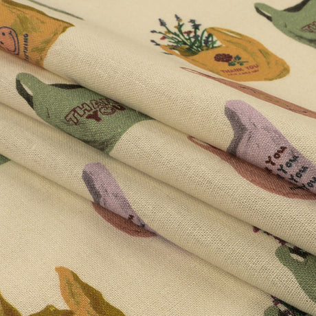 Linen and Rayon Woven - Purple, Yellow and Green Shopping Bags - Come Again Soon Print - Mood Exclusive Wisteria Collection