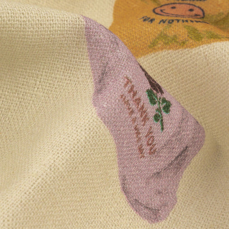 Linen and Rayon Woven - Purple, Yellow and Green Shopping Bags - Come Again Soon Print - Mood Exclusive Wisteria Collection