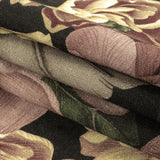 Linen and Rayon Woven - Black and Plum Floral - Vision of Romance Print - Mood Exclusive Wisteria Collection