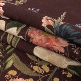 Linen and Rayon Woven - Deep Purple Floral - Baroque Bouquet Print - Mood Exclusive Wisteria Collection