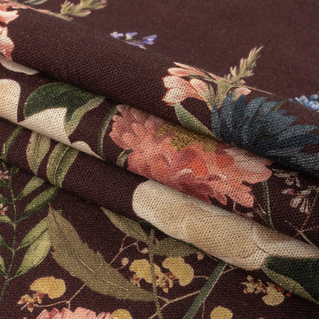 Linen and Rayon Woven - Deep Purple Floral - Baroque Bouquet Print - Mood Exclusive Wisteria Collection