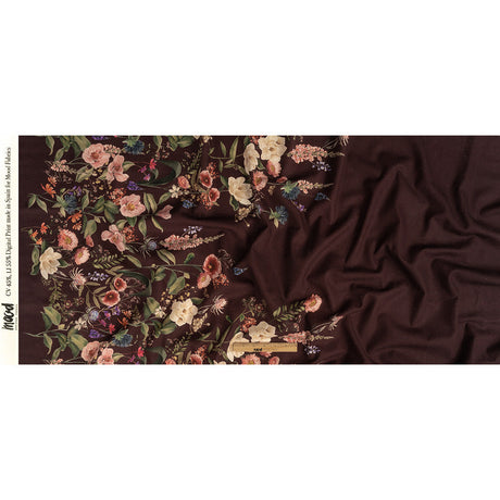 Linen and Rayon Woven - Deep Purple Floral - Baroque Bouquet Print - Mood Exclusive Wisteria Collection