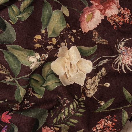 Linen and Rayon Woven - Deep Purple Floral - Baroque Bouquet Print - Mood Exclusive Wisteria Collection