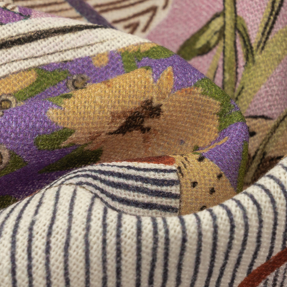 Linen and Rayon Woven - Lavender Clothes and Plants - Morning Memory Print - Mood Exclusive Wisteria Collection