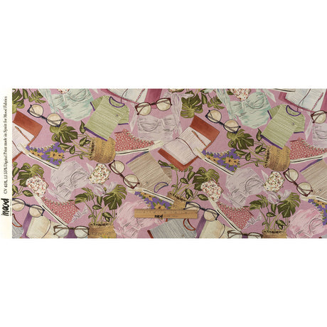 Linen and Rayon Woven - Lavender Clothes and Plants - Morning Memory Print - Mood Exclusive Wisteria Collection