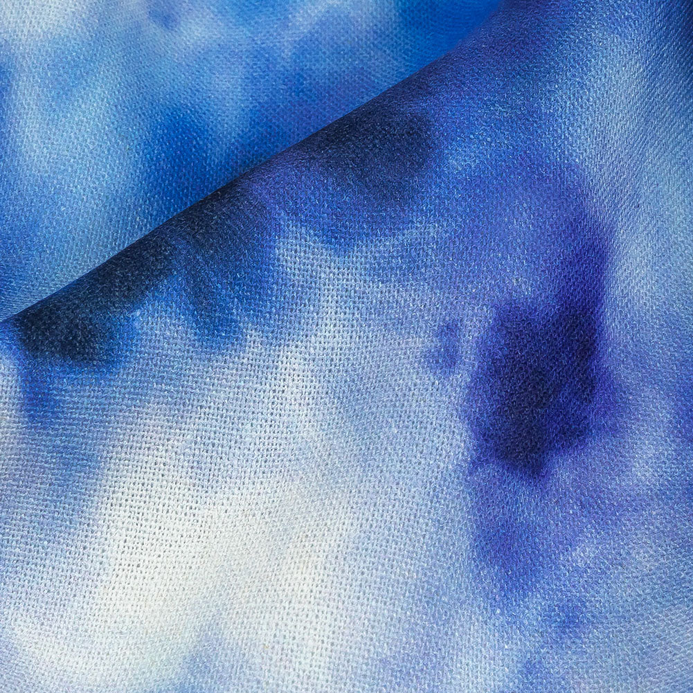 Linen and Rayon Woven - Blue Tie Dye - High Tide Print - Mood Exclusive Indigo Collection
