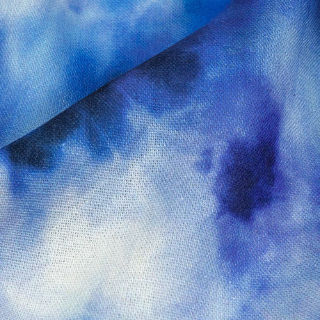 Linen and Rayon Woven - Blue Tie Dye - High Tide Print - Mood Exclusive Indigo Collection