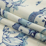 Linen and Rayon Woven - Blue and White Toile - Blue Period Print - Mood Exclusive Indigo Collection