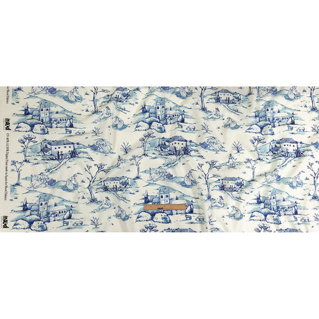 Linen and Rayon Woven - Blue and White Toile - Blue Period Print - Mood Exclusive Indigo Collection