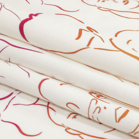 Stretch Cotton Sateen - Pink, White and Orange Faces and Hands - Language of Love Print - Mood Exclusive Pride Collection