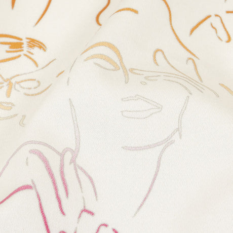 Stretch Cotton Sateen - Pink, White and Orange Faces and Hands - Language of Love Print - Mood Exclusive Pride Collection