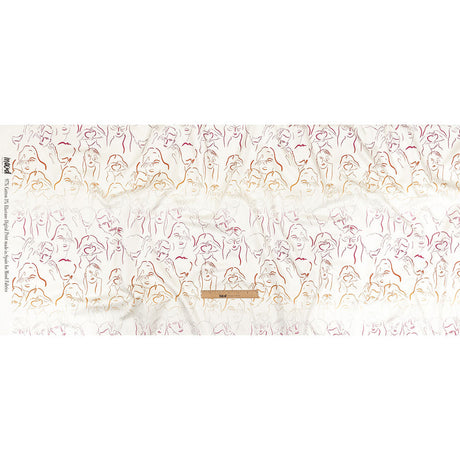 Stretch Cotton Sateen - Pink, White and Orange Faces and Hands - Language of Love Print - Mood Exclusive Pride Collection