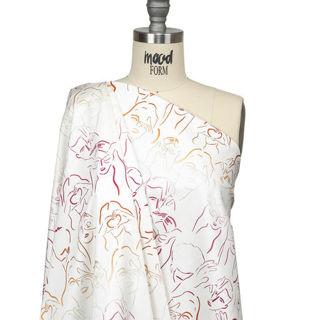 Stretch Cotton Sateen - Pink, White and Orange Faces and Hands - Language of Love Print - Mood Exclusive Pride Collection