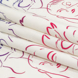 Stretch Cotton Sateen - Purple, Pink and Blue Faces and Hands - Language of Love Print - Mood Exclusive Pride Collection
