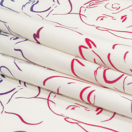 Stretch Cotton Sateen - Purple, Pink and Blue Faces and Hands - Language of Love Print - Mood Exclusive Pride Collection