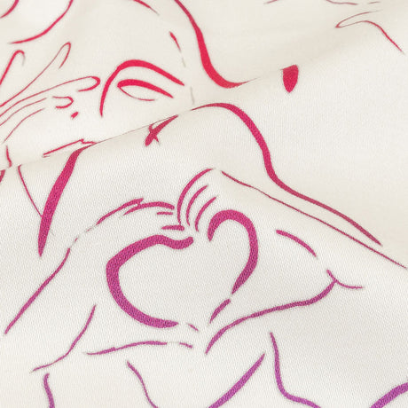 Stretch Cotton Sateen - Purple, Pink and Blue Faces and Hands - Language of Love Print - Mood Exclusive Pride Collection
