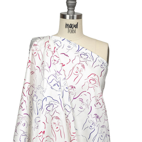 Stretch Cotton Sateen - Purple, Pink and Blue Faces and Hands - Language of Love Print - Mood Exclusive Pride Collection