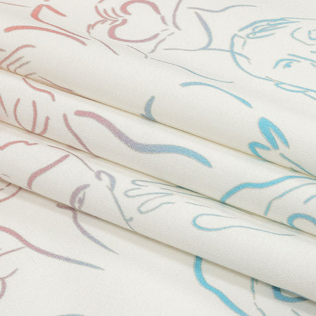 Stretch Cotton Sateen - Pink, White and Blue Faces and Hands - Language of Love Print - Mood Exclusive Pride Collection