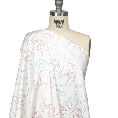 Stretch Cotton Sateen - Pink, White and Blue Faces and Hands - Language of Love Print - Mood Exclusive Pride Collection