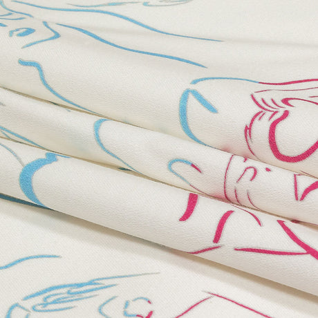 Stretch Cotton Sateen - Blue, Yellow and Pink Faces and Hands - Language of Love Print - Mood Exclusive Pride Collection