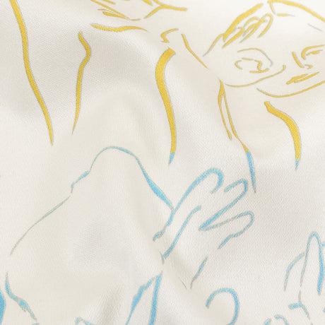 Stretch Cotton Sateen - Blue, Yellow and Pink Faces and Hands - Language of Love Print - Mood Exclusive Pride Collection