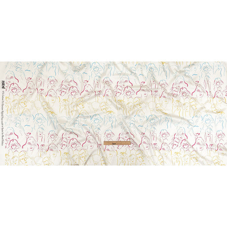 Stretch Cotton Sateen - Blue, Yellow and Pink Faces and Hands - Language of Love Print - Mood Exclusive Pride Collection