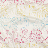 Stretch Cotton Sateen - Blue, Yellow and Pink Faces and Hands - Language of Love Print - Mood Exclusive Pride Collection