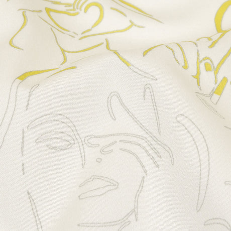 Stretch Cotton Sateen - Purple, Yellow and Black Faces and Hands - Language of Love Print - Mood Exclusive Pride Collection