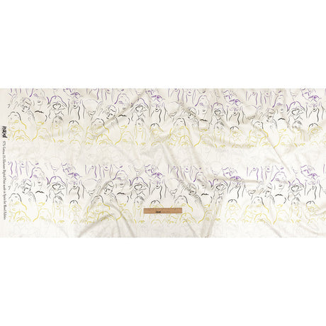 Stretch Cotton Sateen - Purple, Yellow and Black Faces and Hands - Language of Love Print - Mood Exclusive Pride Collection