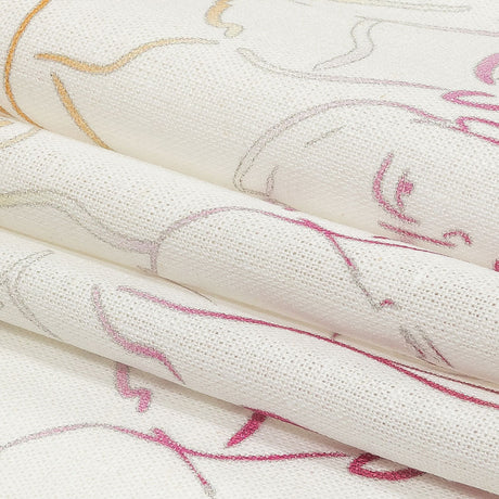Linen and Rayon Woven - Pink, White and Orange Faces and Hands - Language of Love Print - Mood Exclusive Pride Collection
