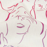 Linen and Rayon Woven - Purple, Pink and Blue Faces and Hands - Language of Love Print - Mood Exclusive Pride Collection