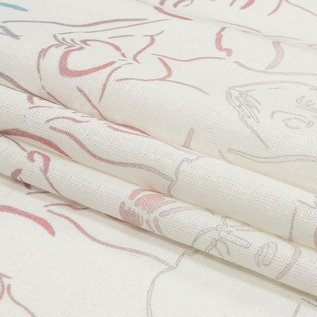 Linen and Rayon Woven - Pink, White and Blue Faces and Hands - Language of Love Print - Mood Exclusive Pride Collection